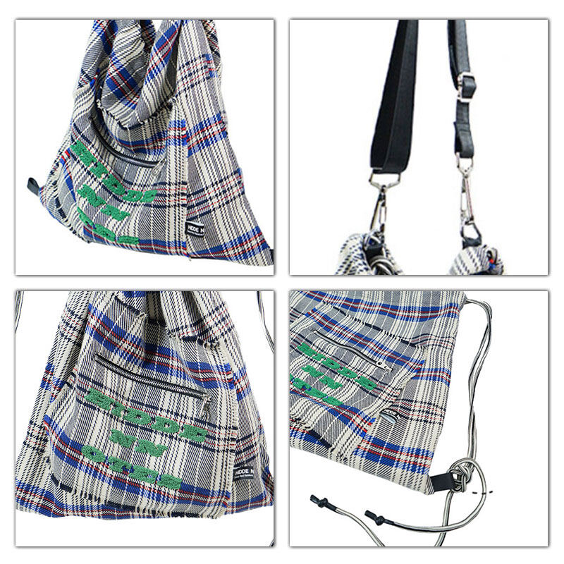ELACCENT preppy plaid drawstring backpack 2 colours Messenger hobo bag