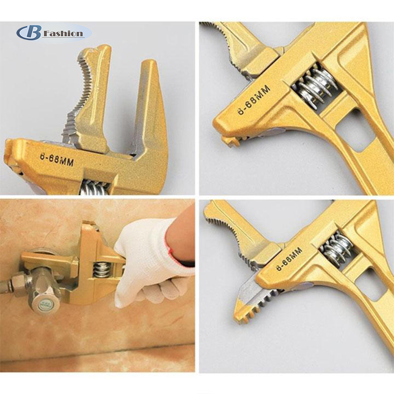 B-F Multi-Function Plumber Wrench Repair Tool Adjustable Wrench Short Shank Large Opening Bathroom Spanner Wrench