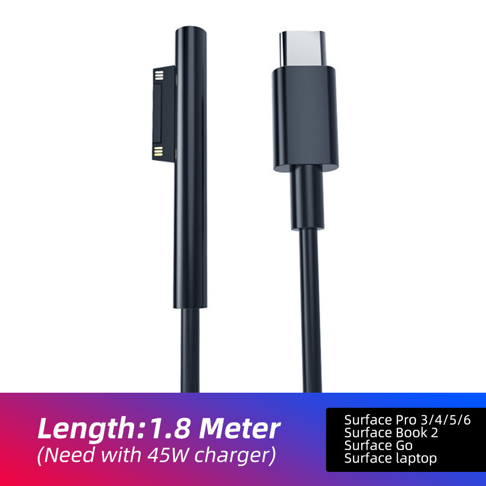 FONKEN Cáp Sạc Nhanh Microsoft PD To TYPEC Phụ Kiện Sạc Máy Tính Bảng Nguồn USB C 45W Cho Microsoft Surface Tablet PRO5 Microsoft Surface Pro 3 4 5 6 Cáp Sạc