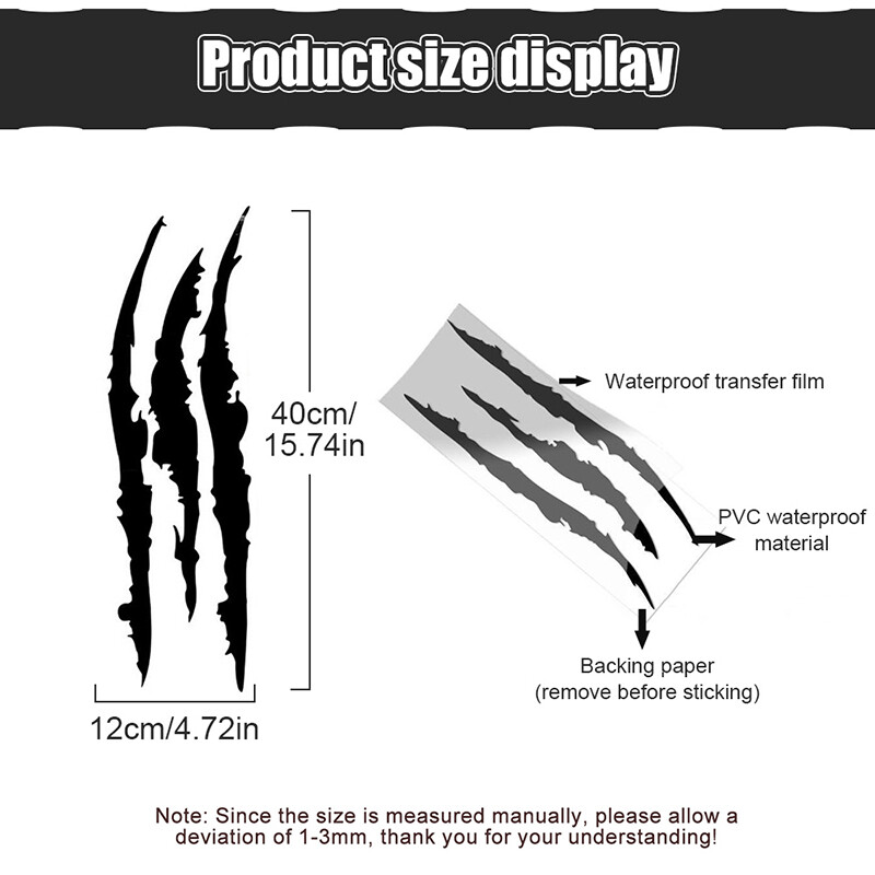 SEAMETAL Car Sticker Reflective Monster Claw Scratch Stripe Marks Headlight Decal