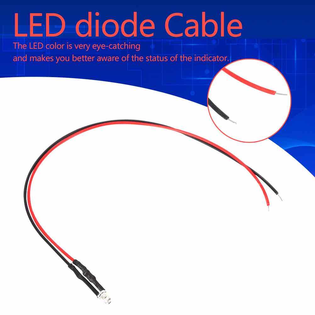 10pcs 12v 5mm Wired Multicolor 20cm 0.06W LED Light-Emitting Diode for All Types of Products Blue Diode