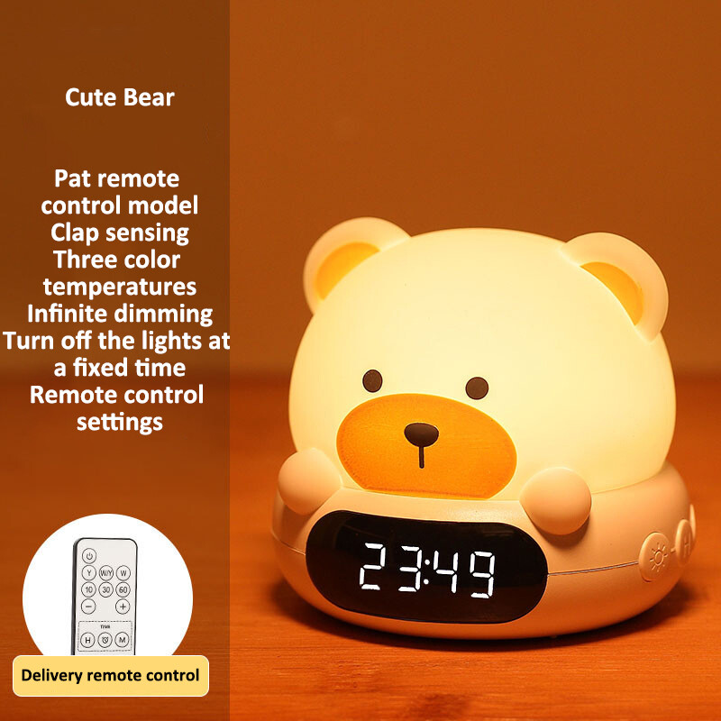 YONUO Hug time lamp plug-in charging remote control clock night light, bedroom bedside feeding lamp, sleep night