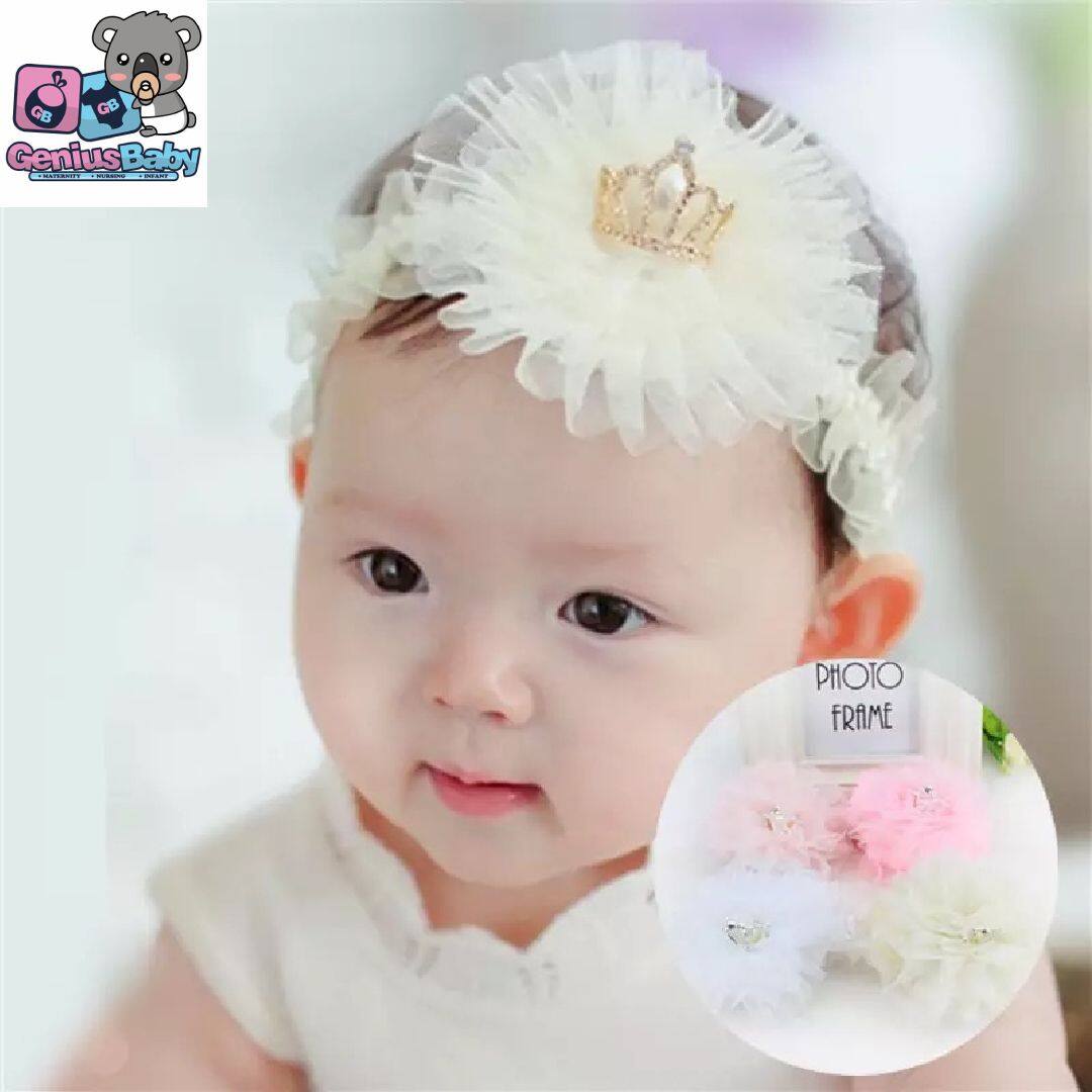 Baby Headband Lace With Crown, 0-3y, H822 | Lazada