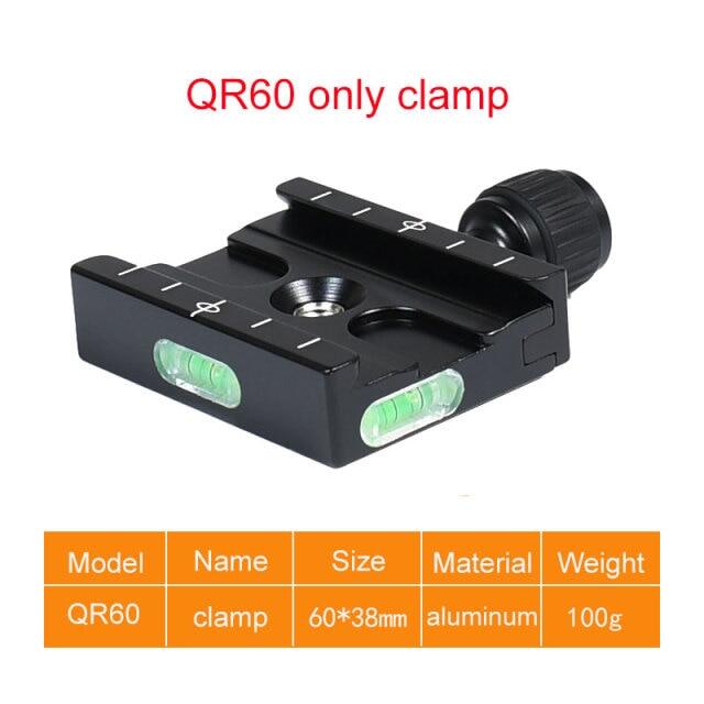 QR60 Quick Release แผ่นอะแดปเตอร์ Clamp ขาตั้งกล้องสามขาฐาน Clamp Dslr มีกล้องในตัว Clamp Universal สำหรับ ARCA Swiss แผ่น Ballhead