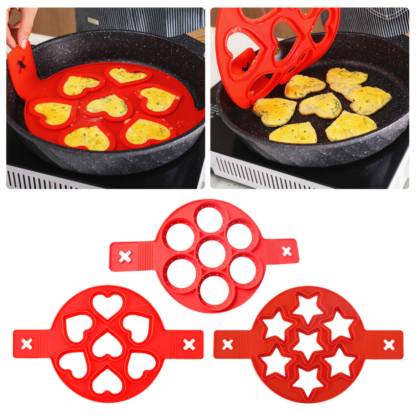 Pancake Molds Ring Fried Egg Mold Reusable Silicone Non Stick Pancake Maker Egg Ring Maker