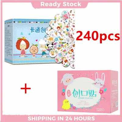 UBetter [Buy 1 Take 1] 240Pcs Total Waterproof Cartoon Bandages Adhesive Bandages Wound Plaster First Aid Hemostasis Band Aid Stickers