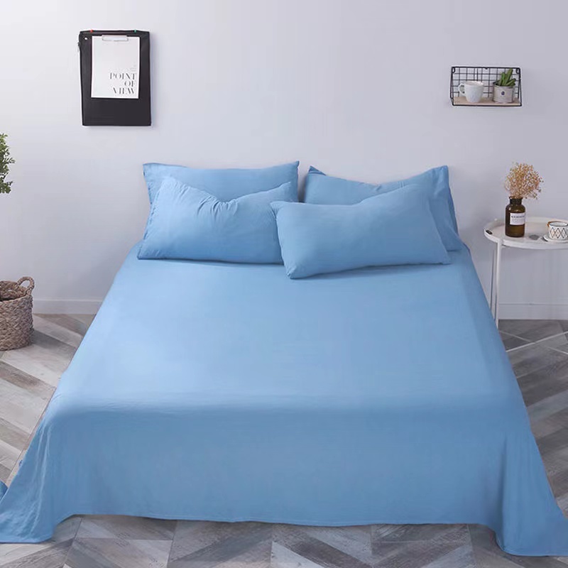 Bộ Ga Trải Giường Bằng Vải Bông Màu Trơn, Với 2 Chiếc Vỏ Gối Ga Trải Giường Cỡ Queen King