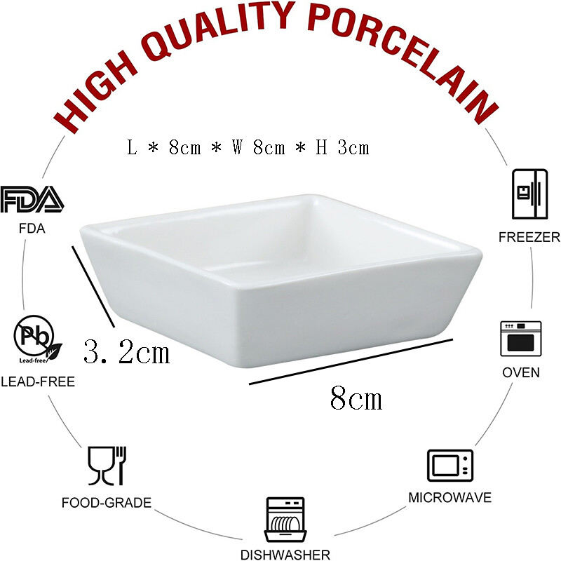 DAFIFY Ceramic Appetizer Sauce Dishes Serving Tray Porcelain Tableware Microwave Safe 9cm