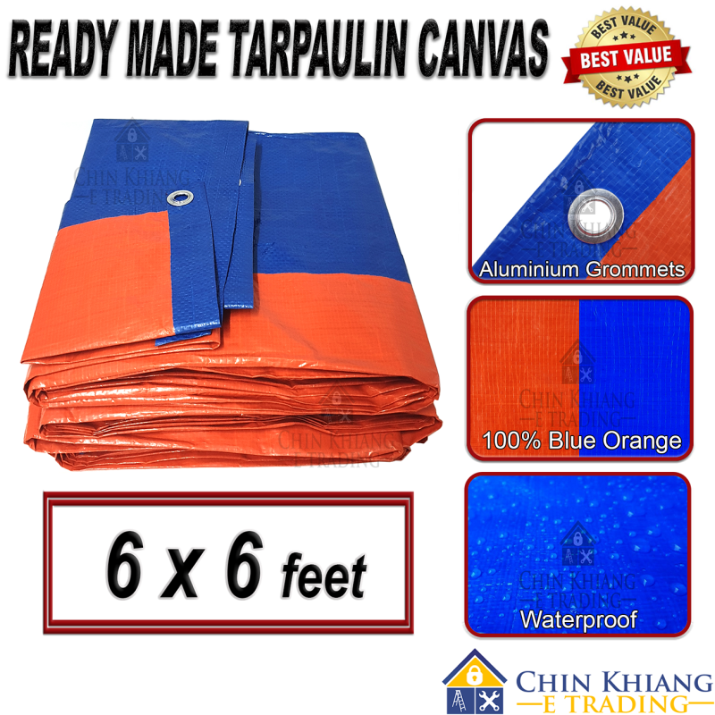 Tarpaulin Sheet Canvas Ready Made Blue Orange