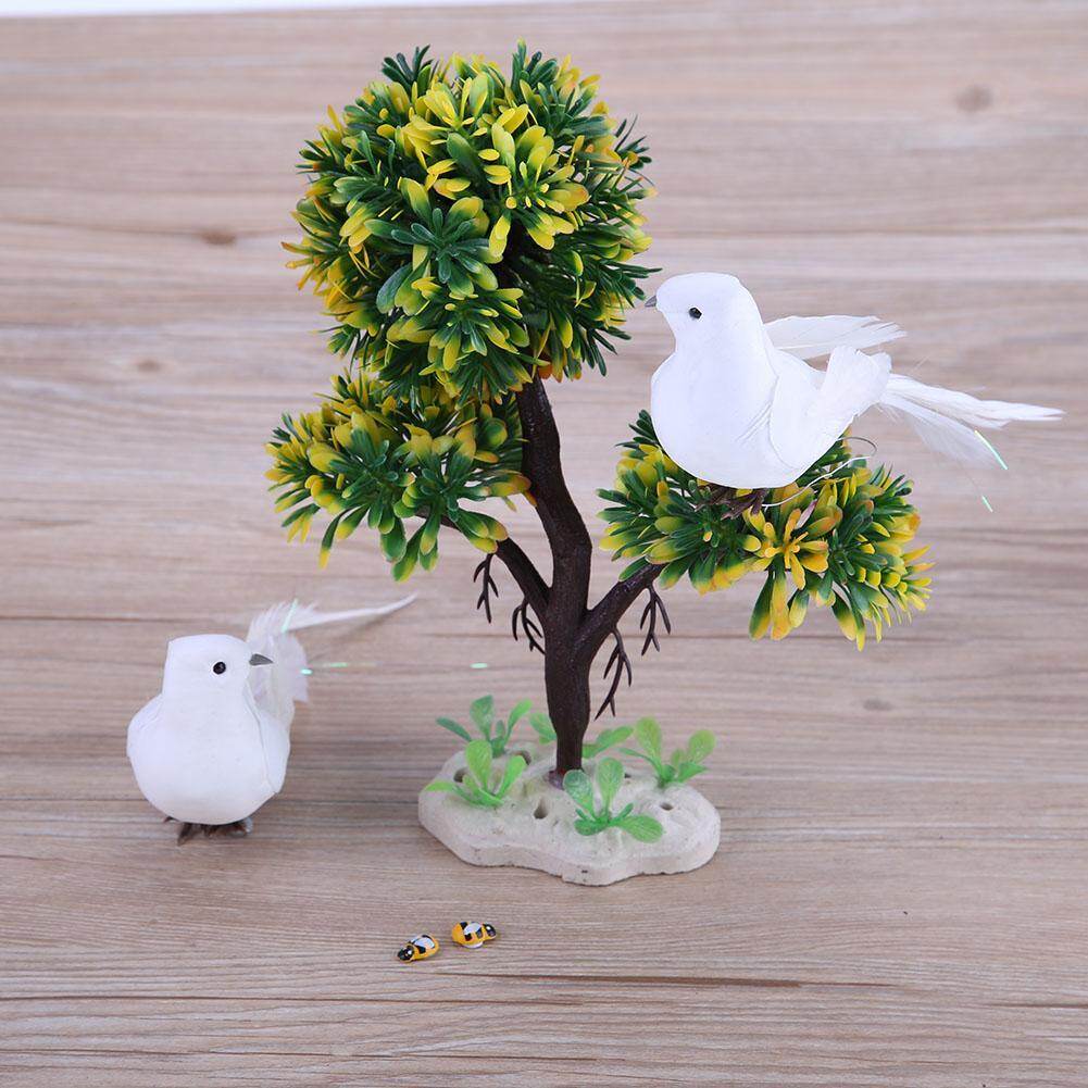 2pcs White Feather Artificial Foam Doves Lover Peace Doves Bird Home Decor