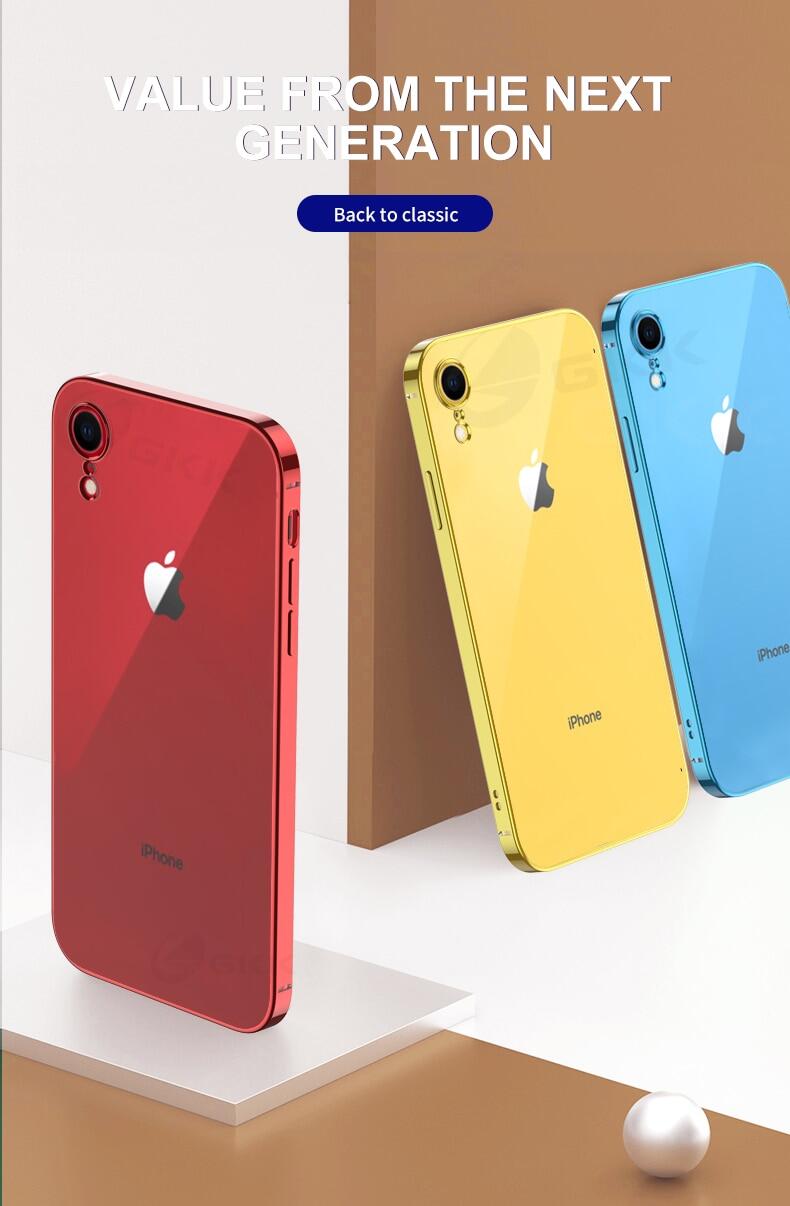New luxury plating transparent soft square case for iphone 6 7 8 plus xr x xs max case tempered gift cover for iphone 11 12 13 14 pro max 14 plus fashion phone case