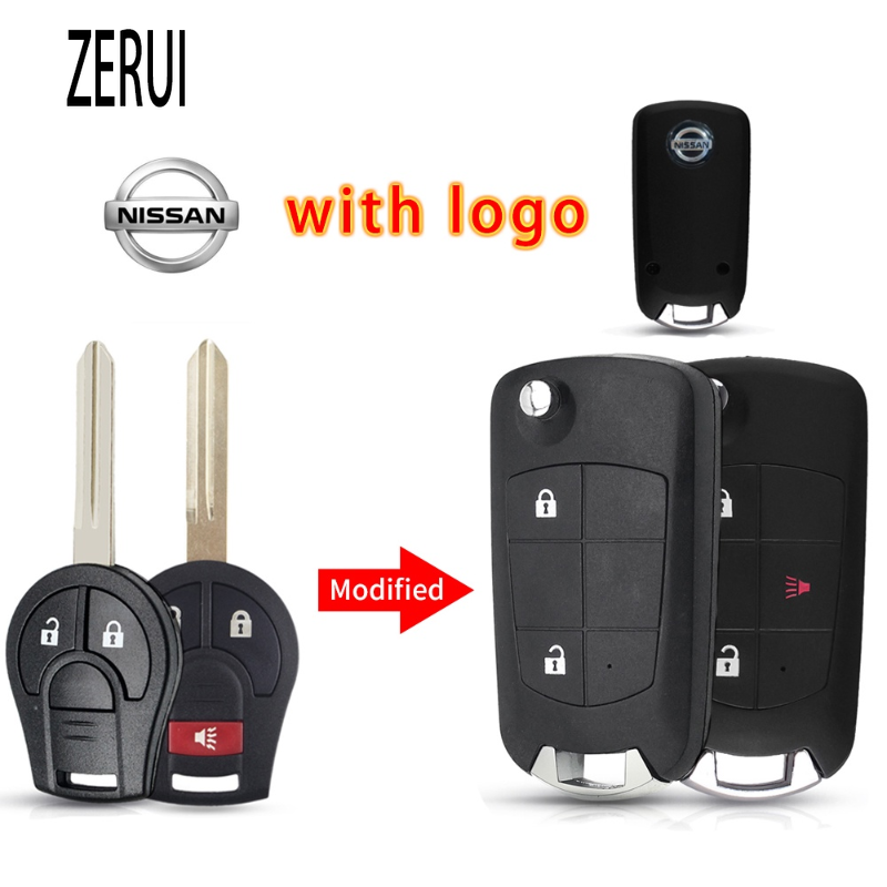 ZR Ốp Trống Lật Điều Khiển Từ Xa Có Nút Điều Chỉnh 2/3/4 Vỏ Chìa Khóa Ô Tô Gấp Gọn Cho Nissan Sunny Sentra Versa Tiida Với Lưỡi NSN14