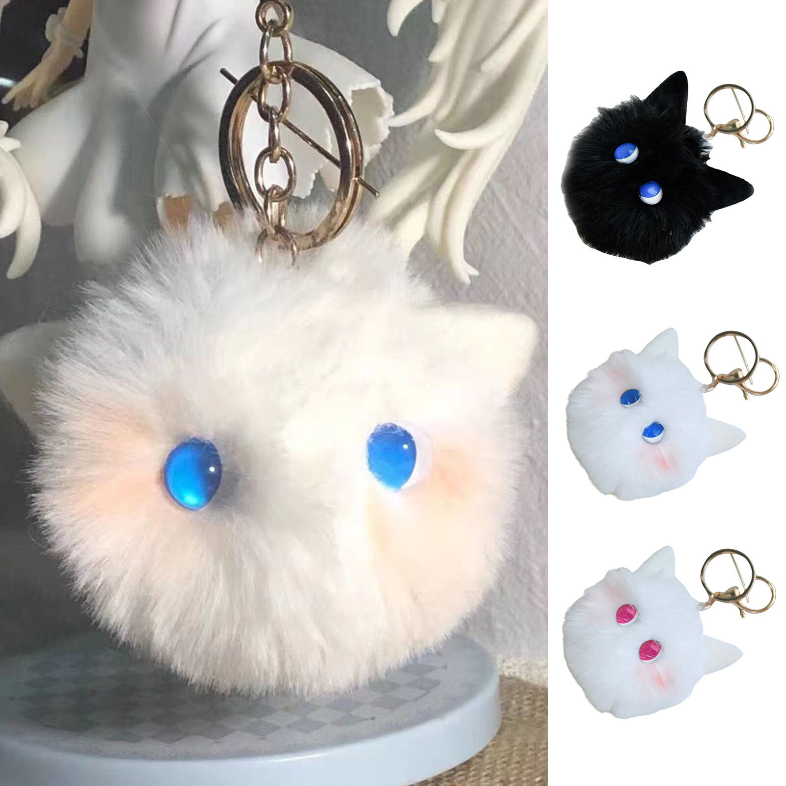 Cat Plush Pendant Attractive Fluffy Adorable Cartoon Animal Stuffed Toy Keychain for Bag Cute Plush Keychain