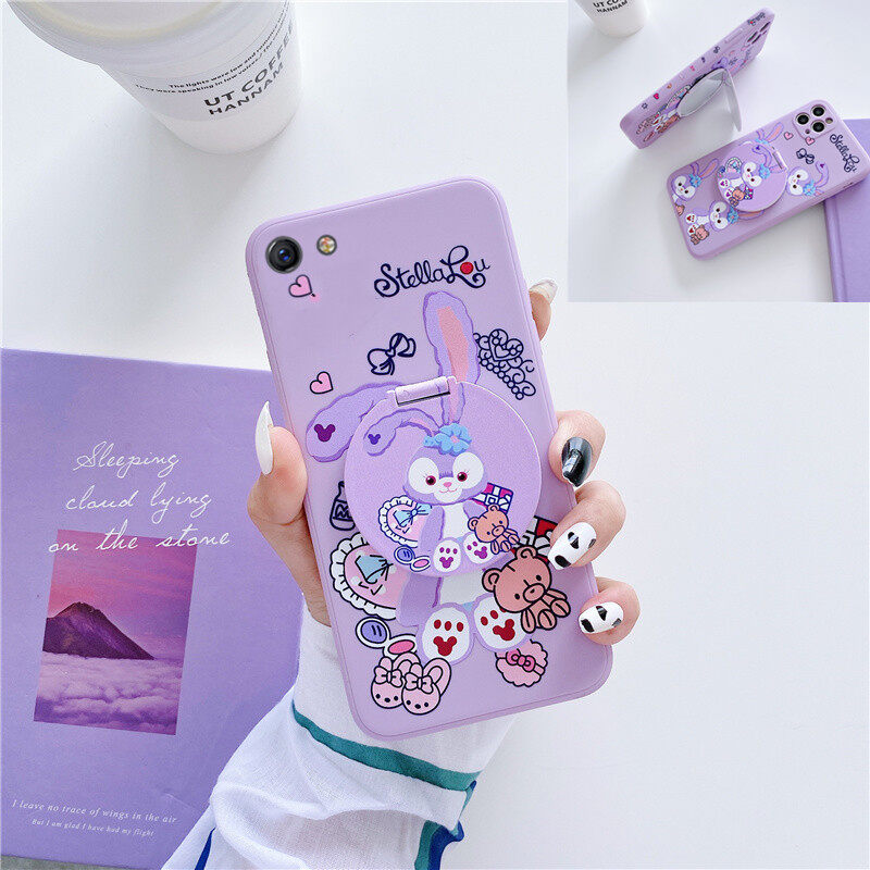For VIVO Y53 Y55 Y65 Y66 Y67 V5 V5s V5 Lite Y71 Y81 Y83 Y31 2020 Y51 2020 Cute Stella Rabbit Purple Phone Case Mirror Stand Silicone Shell