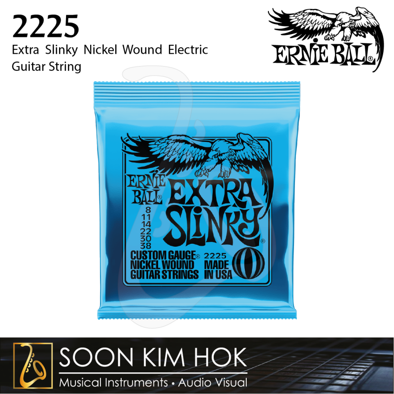 ERNIE BALL 2225 Extra Slinky Nickel Wound Electric Guitar String (.008 / .011 / .014 / .022 / .030 / .038) Malaysia