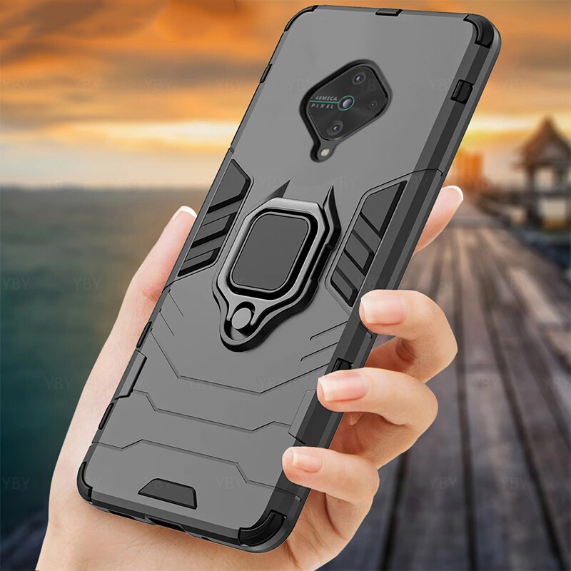 Casing For VIVO S1 Pro V17 Y9S Phone Case Car Holder Stand Magnetic Ring Bracket Shockproof Hard Back Cover 1920 V1945A V1945T V1945A V1945T