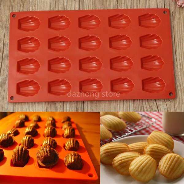 DZS 20 Khoang Mini Madeleine Vỏ Bánh Chảo Khuôn Silicon Làm Bánh Nướng Bánh Khuôn Dụng Cụ