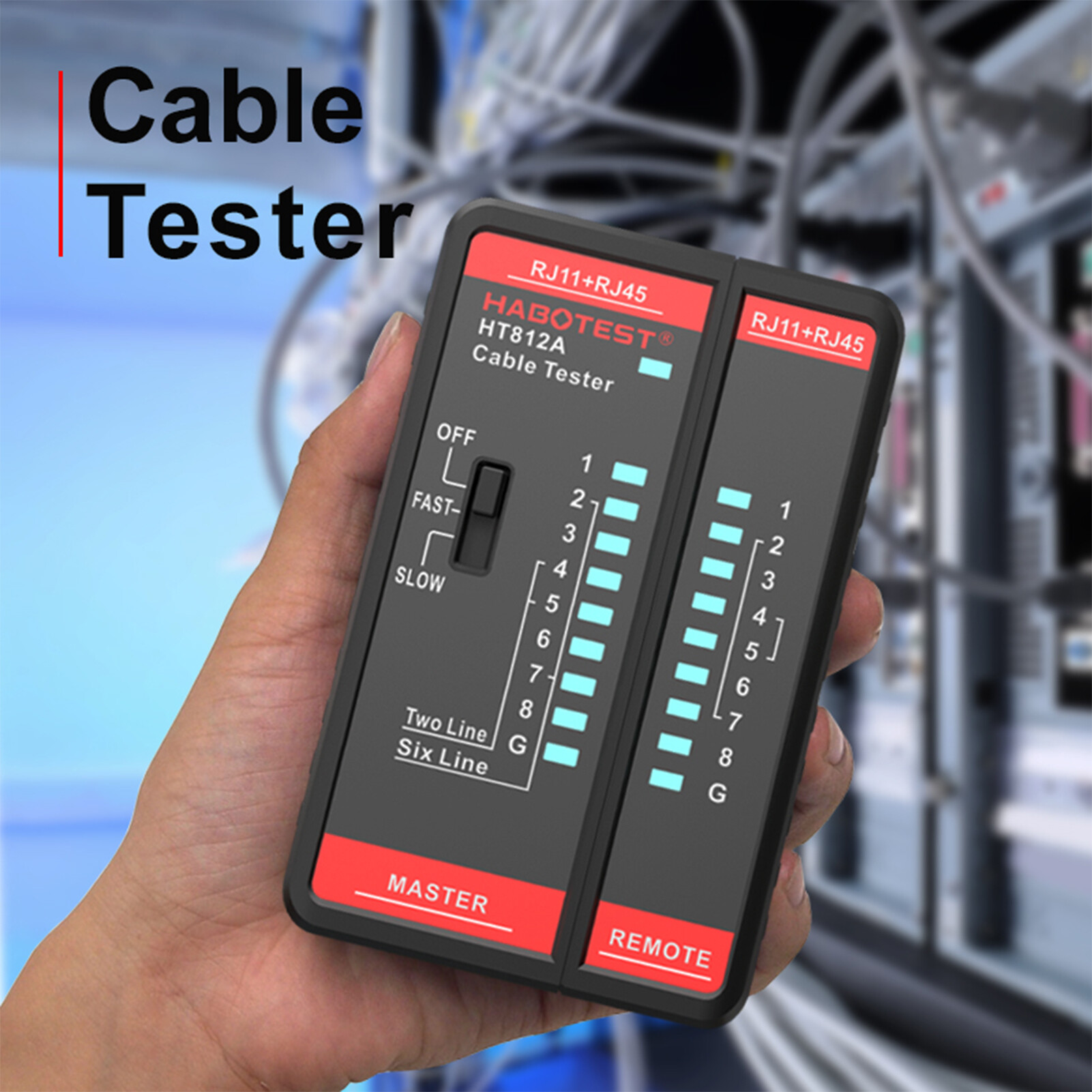 Meterk HABOTEST Thiết Bị Kiểm Tra Cáp Mạng HT812A Thiết Bị Theo Dõi Dây Đồng Hồ Đo Kiểm Tra Đường Dây Điện Thoại & Thiết Bị Dò Đường Dây Mạng Thiết Bị Kiểm Tra RJ45 RJ11 Đa Năng Máy Đo Nhận Dạng Cáp 2P/4P/6P/8P Để Bảo Trì Mạng