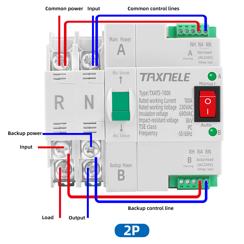 MCB type Dual Power Automatic transfer switch 2P 4P 100A ATS Circuit Breaker Electrical Switch