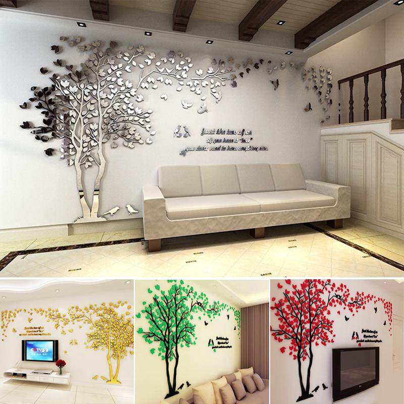 Cặp Đôi Cây Gương Dán Tường Pegatinas Paredes Decoracion DIY 3D Acrylic Autocollant Bức Tranh Tường Dán Muraux Phòng Khách Decal