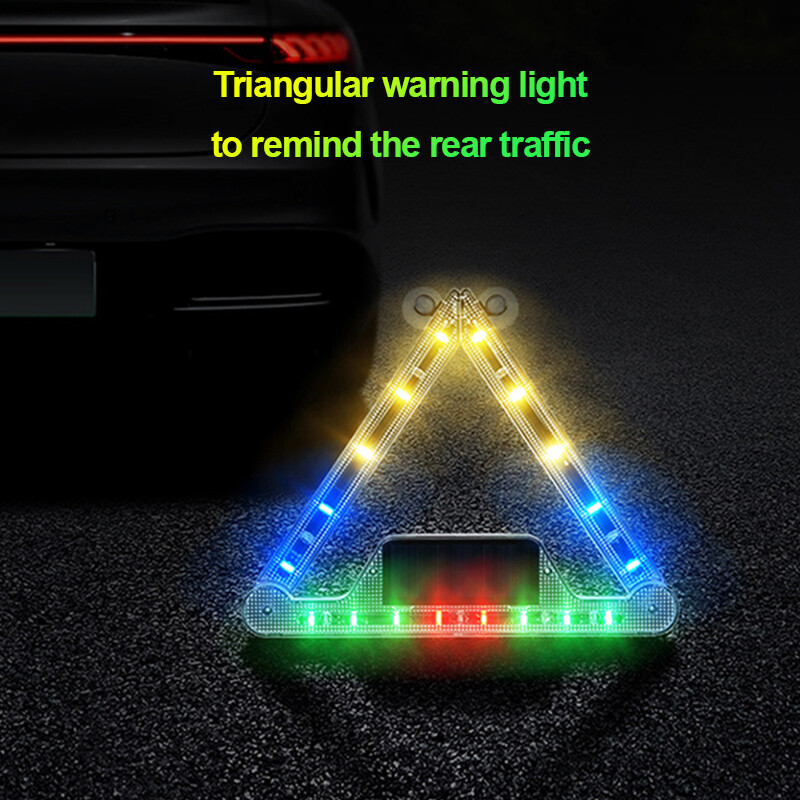 Foldable Car LED Reflective Triangle Light Emergency Breakdown Warning Night Road Safety Warning Lamp
