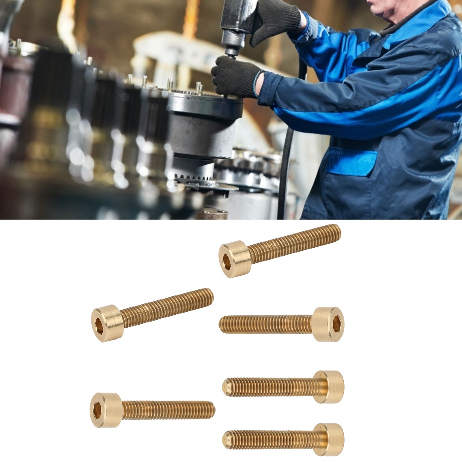 50Pcs Cap Hex Socket Screw Copper Fastener Hardware Tools Industrial Supplies M4