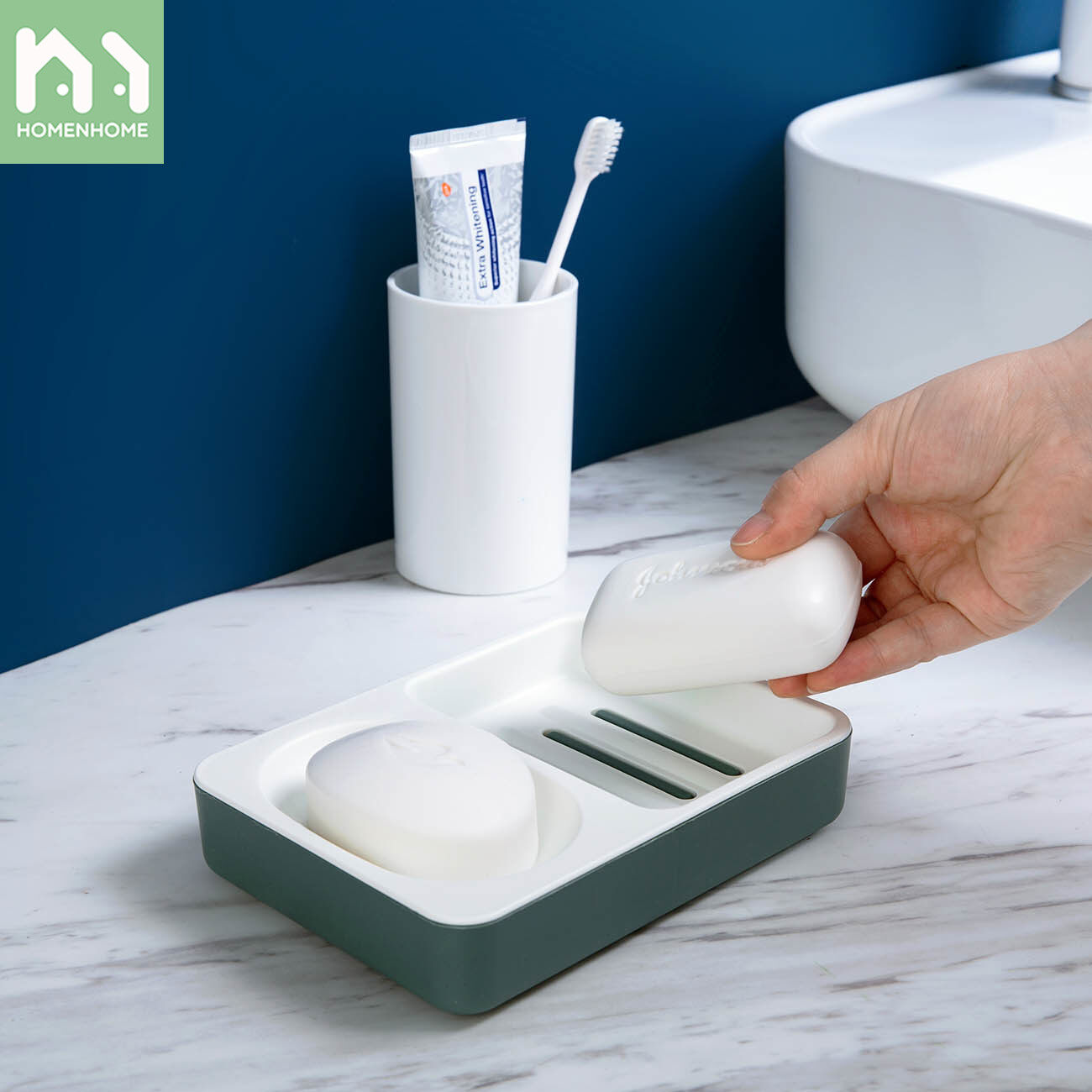 Hộp Xà Phòng Homenhome Với Phân Vùng Kích Thước Lớn Xà Phòng Giặt Hộp Lưu Trữ Trong Ký Túc Xá Sáng Tạo Ráo Nước Hai Lớp Giá Đặt Xà Phòng
