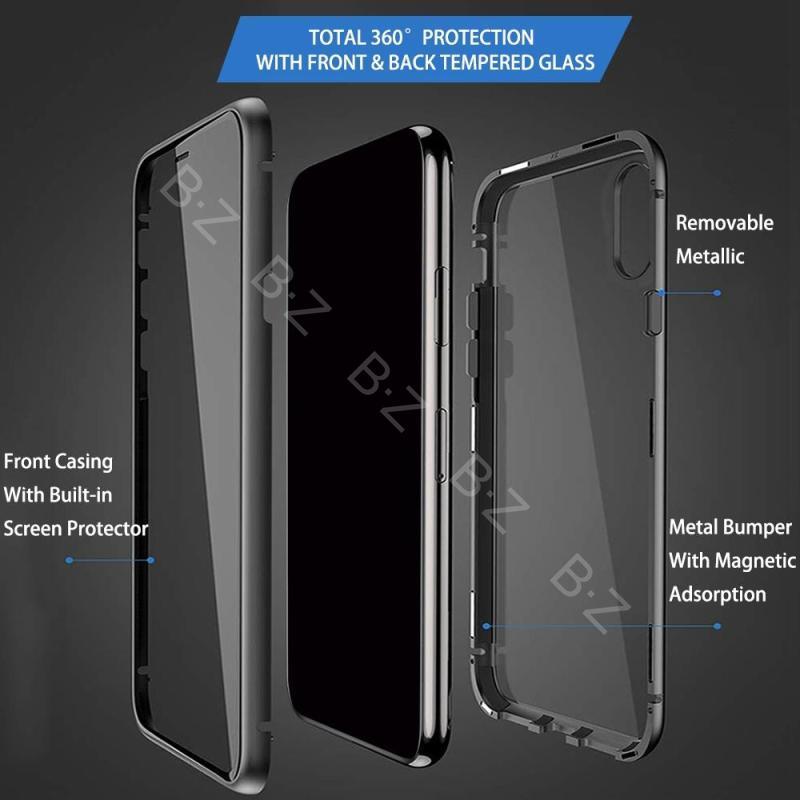 Dành Cho Samsung Galaxy Note 9 Ốp Nam Châm Ốp Kính Cường Lực 9H Hai Mặt Trước + Sau 360 Dành Cho Samsung Galaxy Note 9 Ốp Chống Sốc Kim Loại