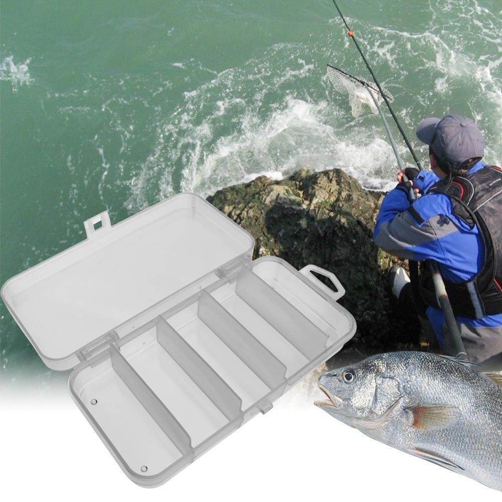 【Hot sale】Plastic 5 Compartments Fishing Tackle Box Fish Lure Hook Bait Storage Case