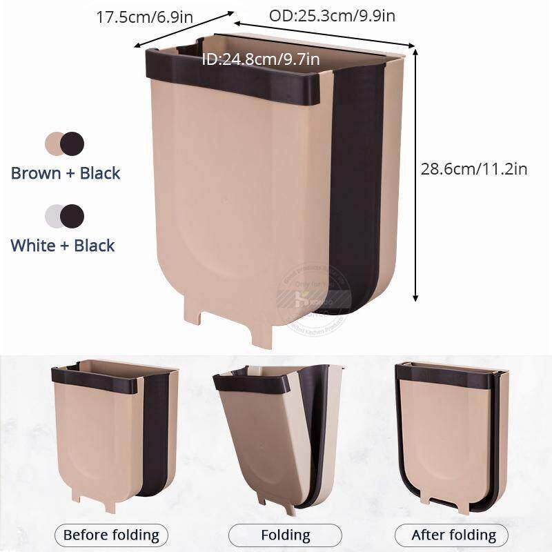 Konco 9L Gấp Gọn Thùng Rác Nhà Bếp Treo Tường Thùng Đựng Rác Thùng Đựng Rác Lớn Dung Tích Thùng Rác Xe Thùng Rác Có Thể Cho phòng Tắm Vệ Sinh Chất Thải Lưu Trữ Xô
