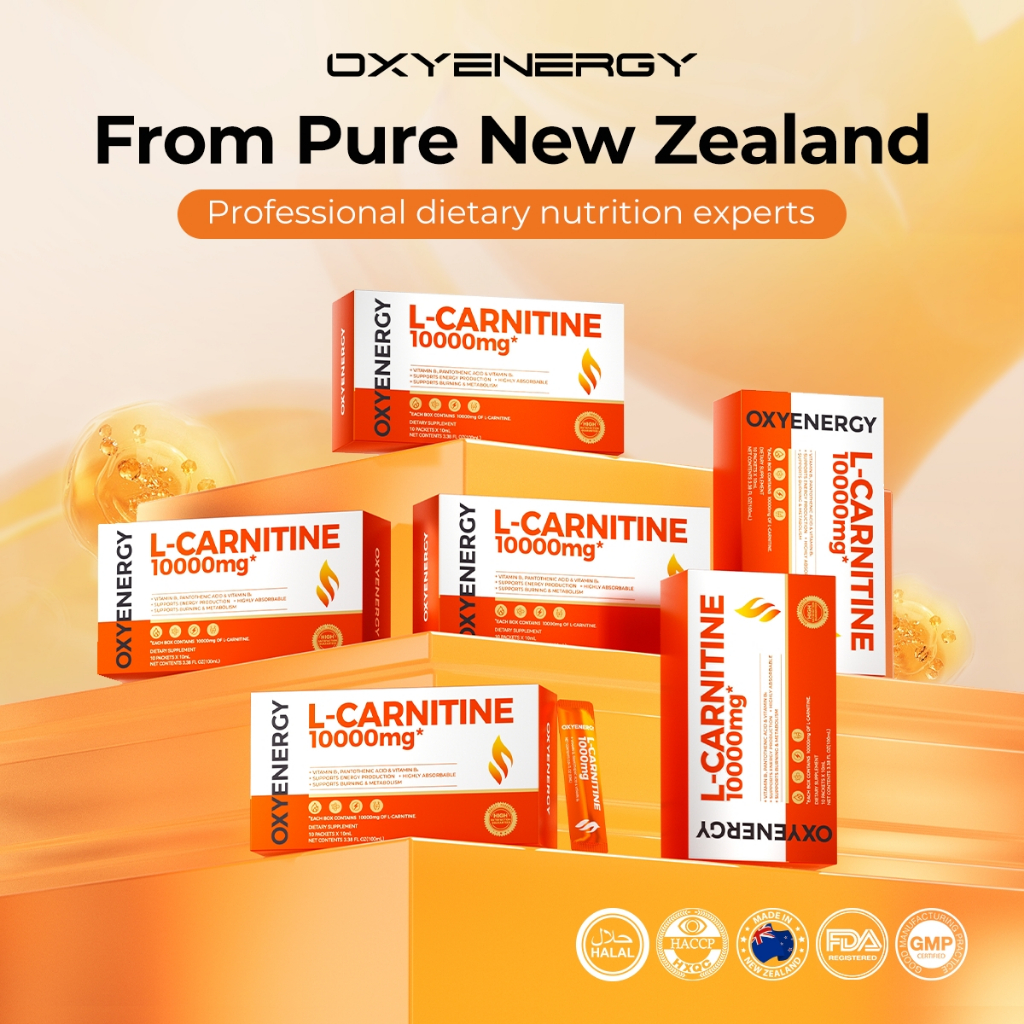 Oxyenergy Orange L-Carnitine Drinks 10-60 Packets | Pre Workout Supplement | 0 Fat 0 Caffeine Fat Metabolism Boost