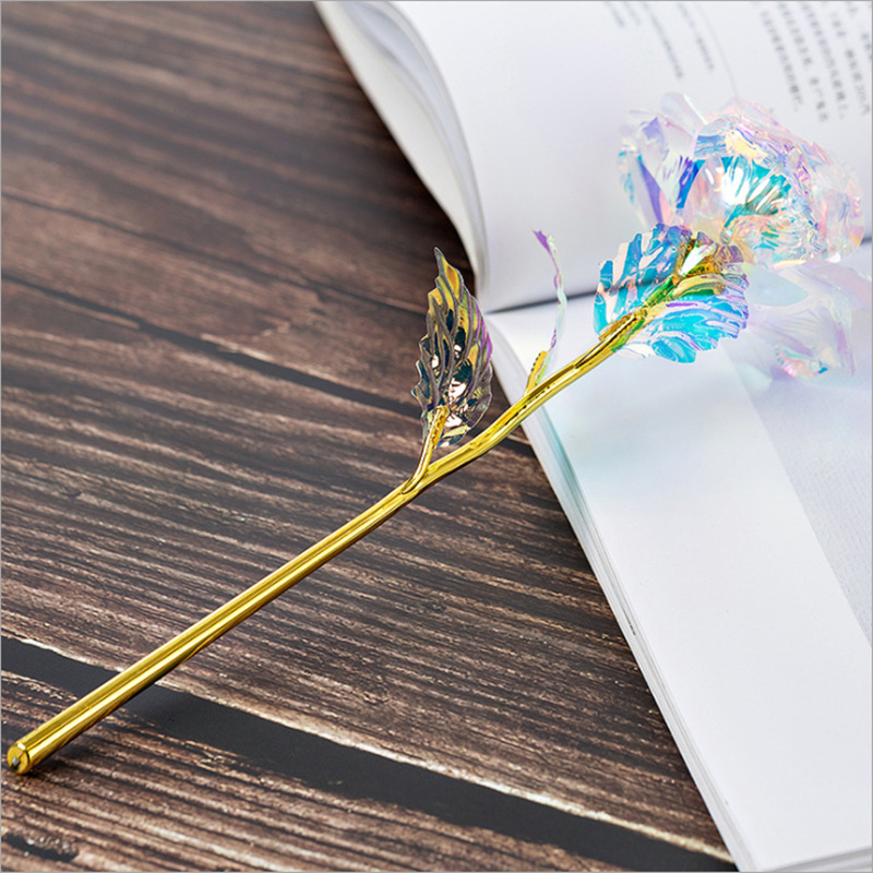 YESPERY [Battery Include] Galaxy Colorful Rose Simulation Rose With Light Wedding Decor Lover Roses Lighting Creative Gift Lasts Forever Love