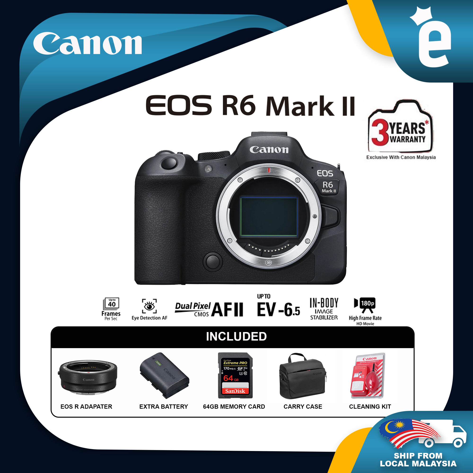 Canon EOS R6 Mark II R6ii MKII Fullframe Mirrorless Digital Camera