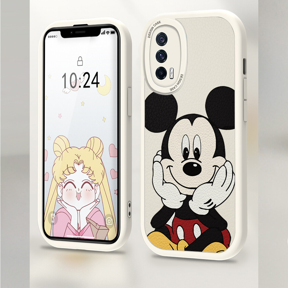 Jizetin Leather Casing For Xiaomi Redmi Note 7 Note 7 Pro Note 8 Note 8 Pro Handphone Casing Slim Skin Feeling Cartoon Micky Mouse Leather Back Casing Soft Silicone PU Leather Cover Phone Case