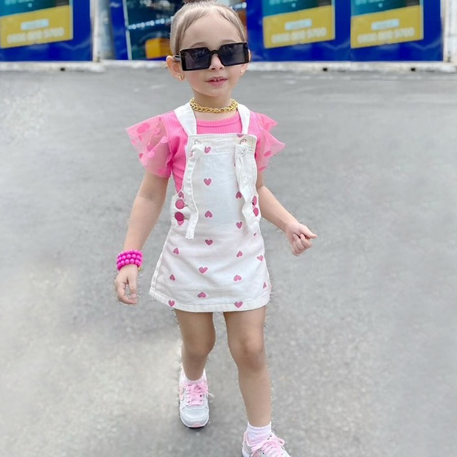 【Forever CY Baby】Toddler Kid Girl Clothes Set Sequins Mesh Fly Sleeve