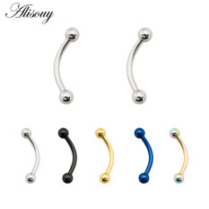 Alisouy 1 Bông Tai Mũi Lông Mày Cong Bằng Thép Không Gỉ, Khuyên Xỏ Khuyên Cơ Thể Punk Unisex Vách Ngăn Sieraden