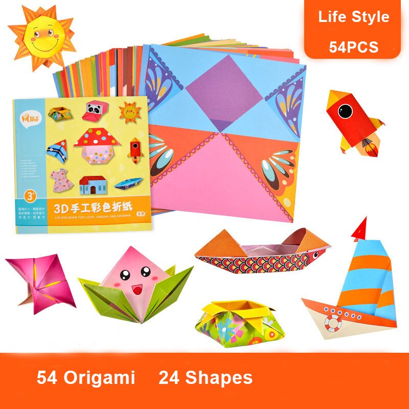 54 PCS 3D Puzzle DIY Folding Toy Children Origami Paper Book For Animal ...