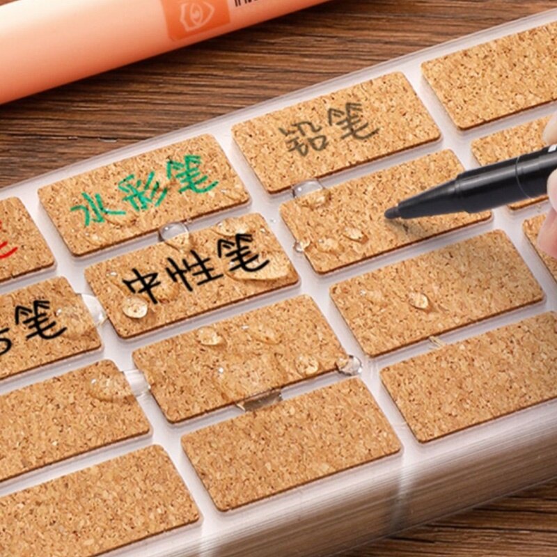 6 Sheets Creative Classification Cork Label Stickers Student Tearable Waterproof Name Stickers
