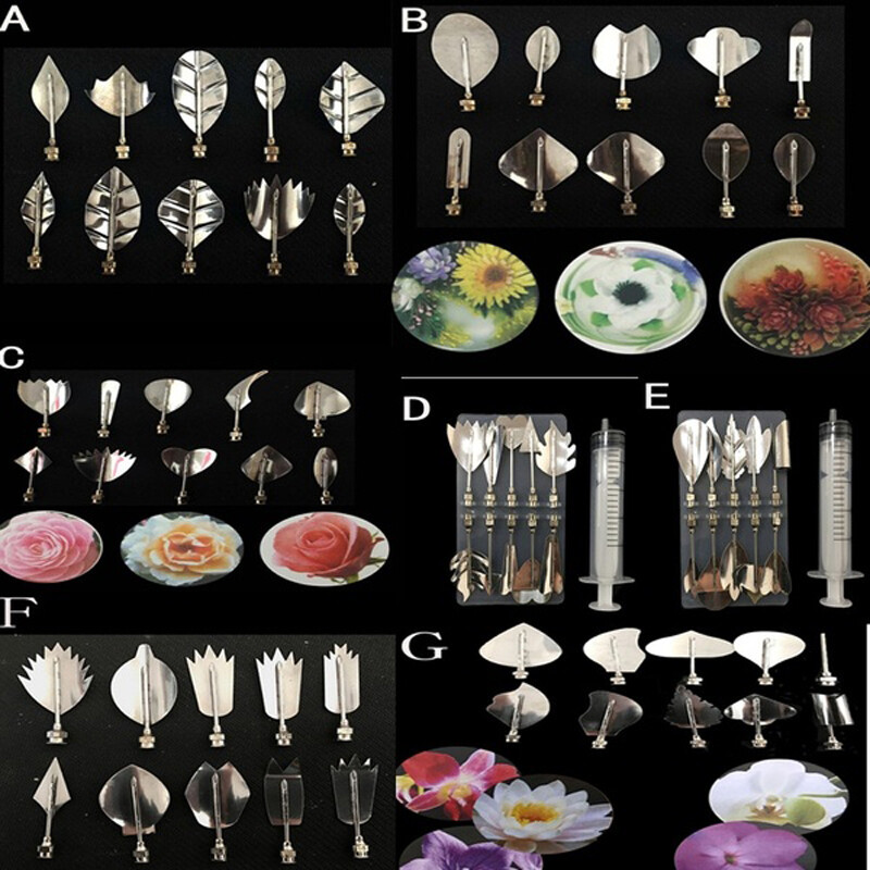A Set of 10  3D Jelly Mold Cake Fondant Flower Jelly Flowers Art Tool Package Needle Tool Knife