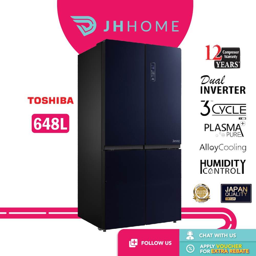 Toshiba 648L Multi-Door Dual Inverter Refrigerator With Plasma Pure Refrigerator GR-RF646WE-PGY(24) | Freezer | Fridge GR-RF646WE