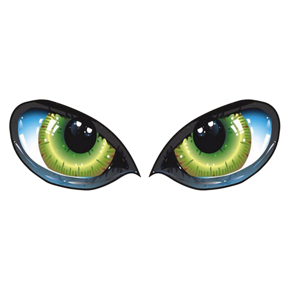 A Pair of Car Funny Stickers 3D Stereo Reflective Cat Eyes Car Sticker Creative Window Rearview Mirror Decal