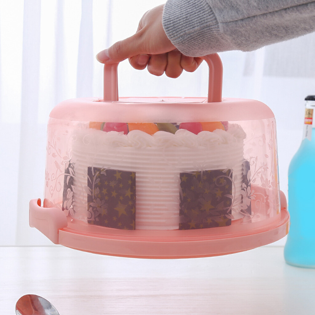 Blesiya Plastic Cake Box Round Cake Storage Carrier Container Lockable Lid