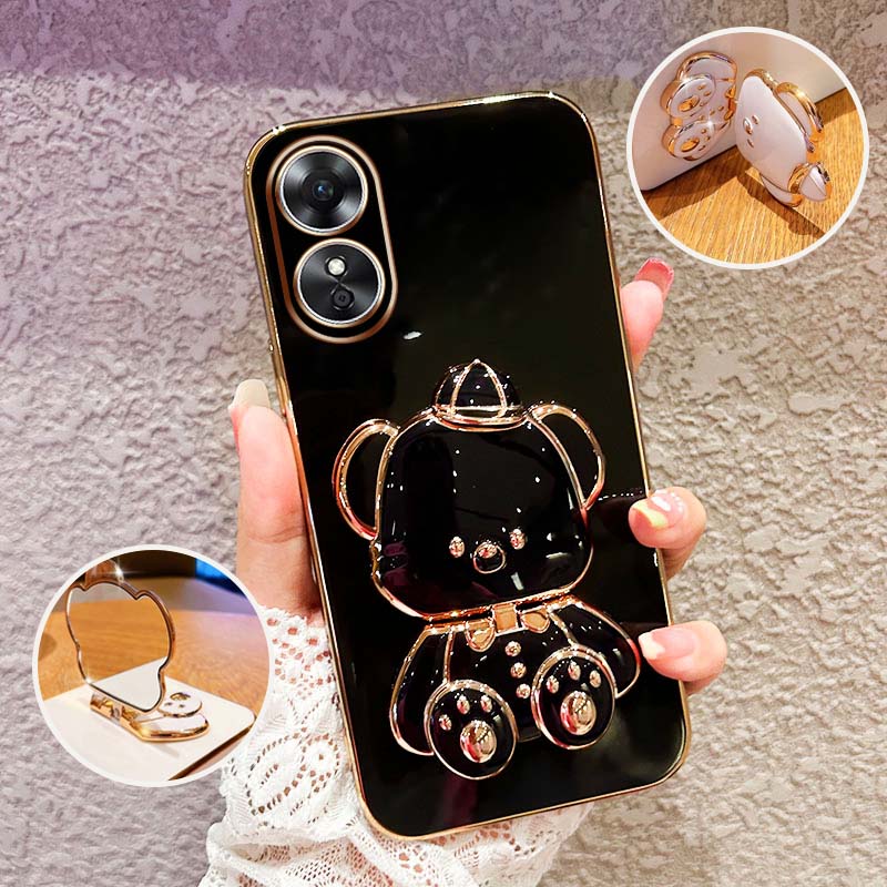 Ybd new design for oppo a60 a17k a17 case luxury 3d stereo stand cute bear fashion cute phone case