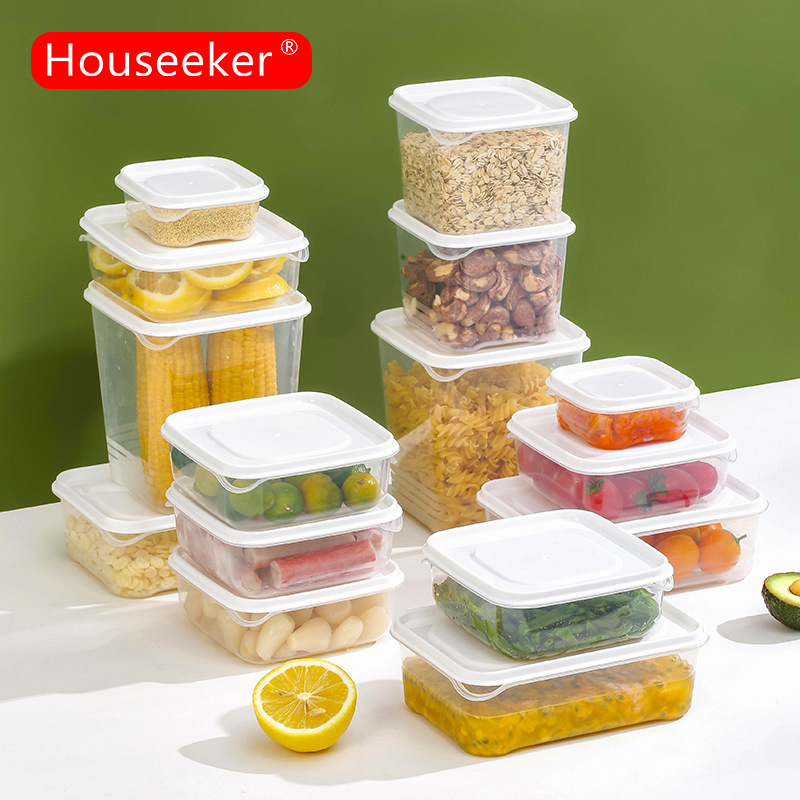 Houseeker Kitchen Storage Box Fruit Food Sealed Container Refrigerator Frozen Meat Compartment Case Freezer Fresh-Keeping Box Organizer