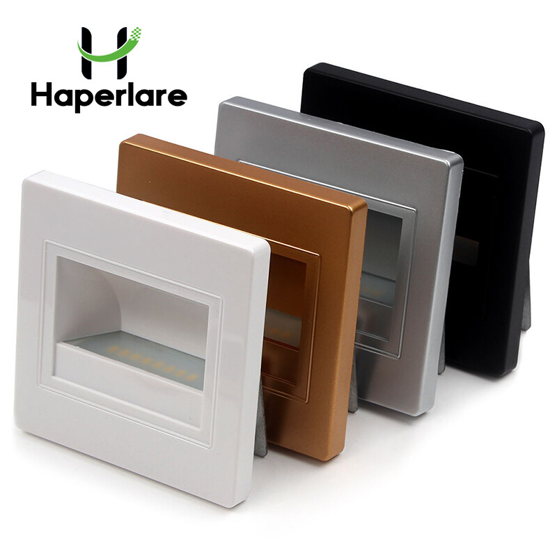 Haperlatre 【Ready Stock】85-265V 0.6W LED Wall Lamp Footlights Porch Lights Stair Lights silver
