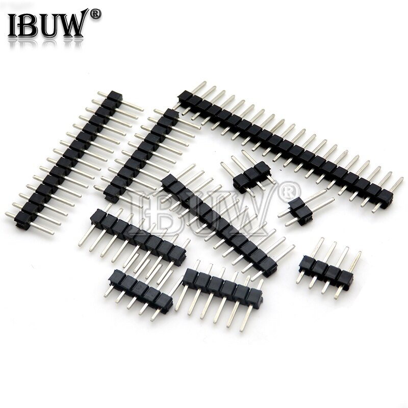 10pcs 2.54mm single row male 2~40p breakaway pcb board pin header connector strip pinheader 2/3/4/5/6/8/10/12/15/20/40pin