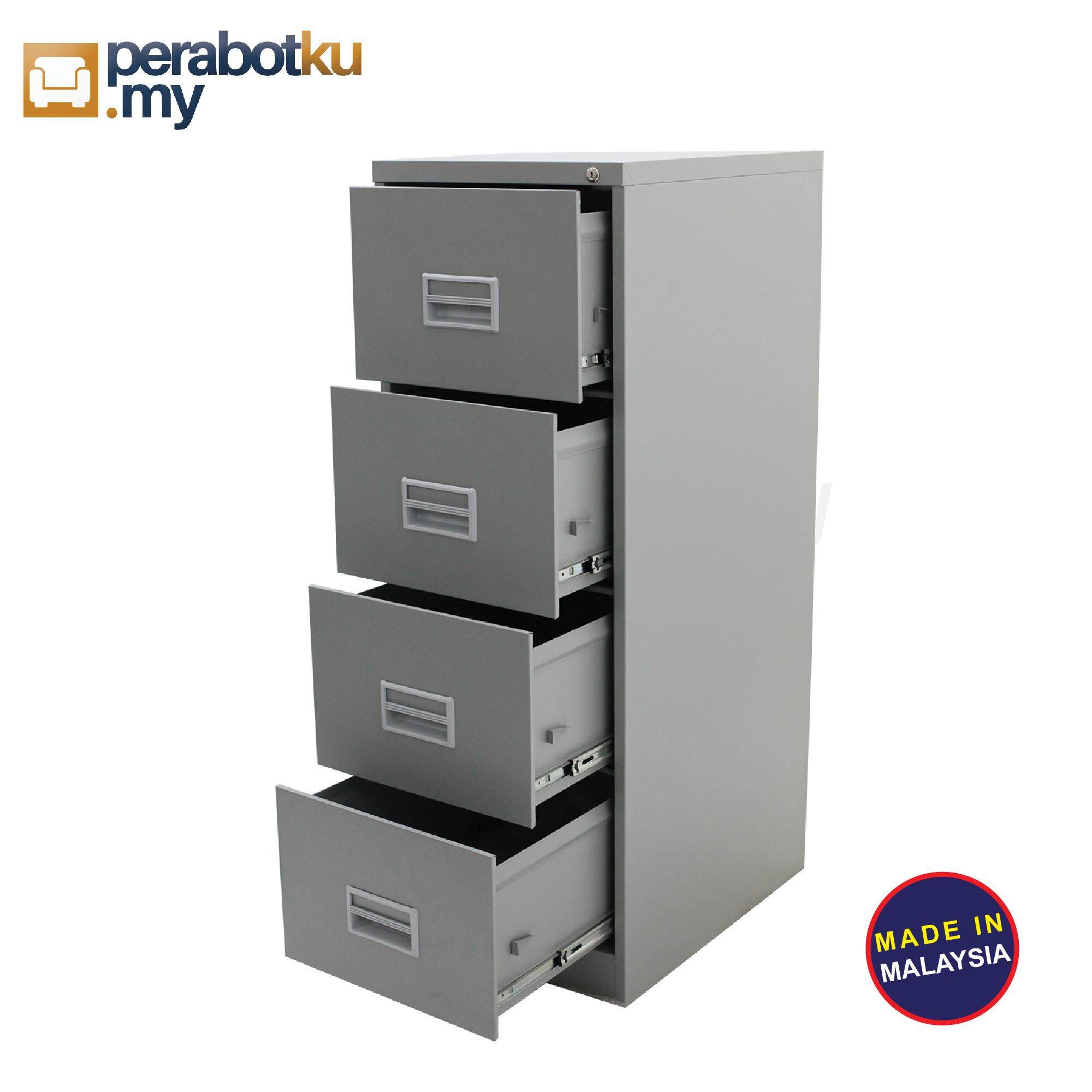 Perabotku 4 Drawer Metal Filing with Recess Handle c/w Ball