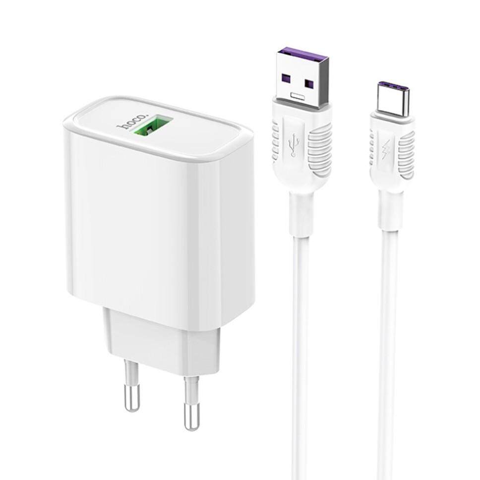 Hoco C69A 22.5W Sạc Tường Sạc Nhanh Chặn Và Dây Sạc Hỗ Trợ QC 3.0 Sạc Nhanh-Phích Cắm Châu Âu