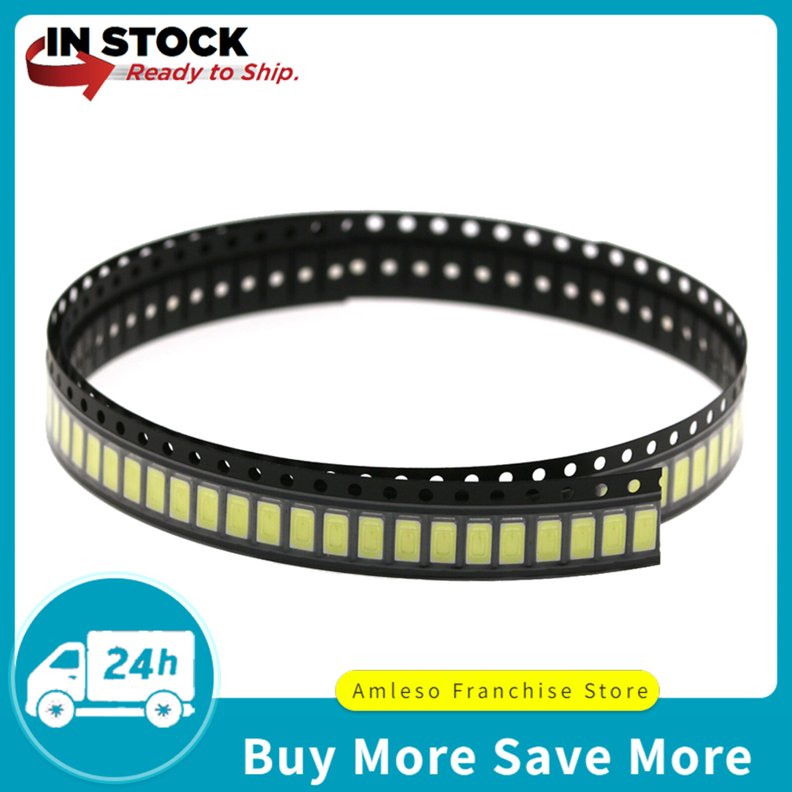 amleso 100 pcs 5730 (5630) SMD LED Diode Lights Chip (DC 3V 60mA 0.2W) High Intensity Bright Lighting Bulb Lamps Electronics Components Light Emitting Diodes