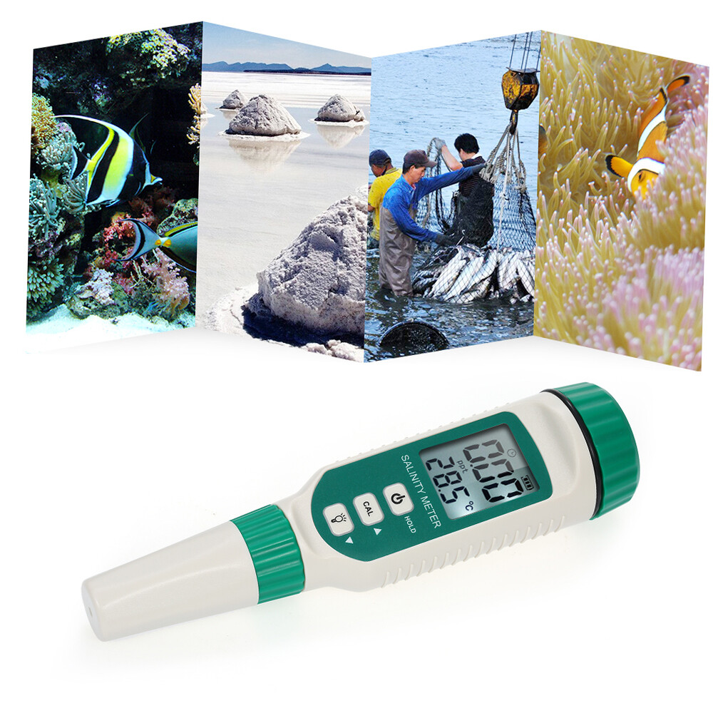 SMART SENSOR Portable Salinity Meter Handheld ATC Salinometer Halometer Salt Gauge Salty Brine Meter Seawater Salinity Refractometer Food Salinity Tester Meter